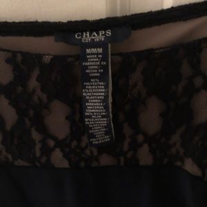Chaps Dresses - Navy Lace Chaps Jersey Ruched Midi Dress- Size M Chaps Dresses - Navy Lace Chaps Jersey Ruched Midi Dress- Size M